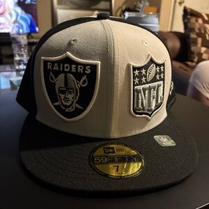 LAS VEGAS RAIDERS NEW ERA 9FIFTY SAMPLE Rare New NWT SZ 1/2 Fitted Hat Pinwheel